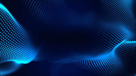 Dot white blue wave light screen gradient texture background. Abstract  technology big data digital background. 3d rendering.の写真素材