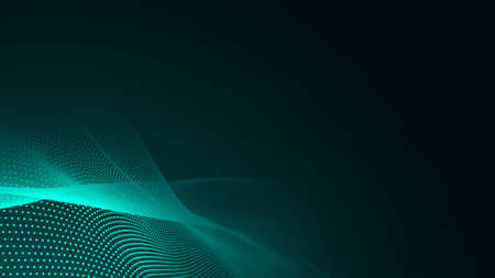 Dot green wave light screen gradient texture background. Abstract  technology big data digital background. 3d rendering.の写真素材