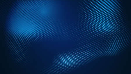 Dot blue wave light screen gradient texture background. Abstract  technology big data digital background. 3d rendering.の写真素材