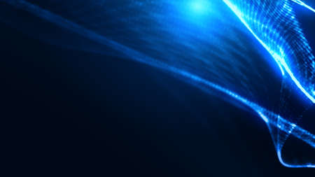 Dot blue wave light screen gradient texture background. Abstract ai technology big data digital background. 3d rendering.の写真素材