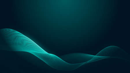 Dot green wave light screen gradient texture background. Abstract  technology big data digital background. 3d rendering.の写真素材