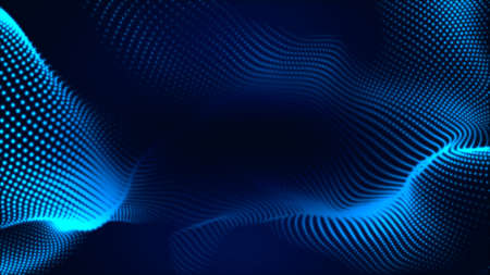 Dot white blue wave light screen gradient texture background. Abstract  technology big data digital background. 3d rendering.の写真素材