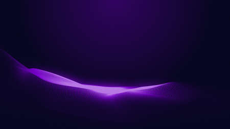 Dot blue purple wave line light gradient dark background. Abstract  technology big data digital background. 3d rendering.の写真素材