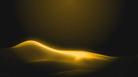 Dot gold wave light screen gradient texture background. Abstract  technology big data digital background. 3d rendering.の写真素材