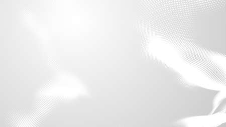 Dot white gray wave light technology texture background. Abstract big data digital concept. 3d rendering.の写真素材