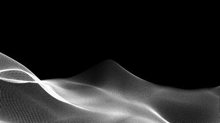 Dot white black wave technology texture background. Abstract big data digital concept. 3d rendering.の写真素材