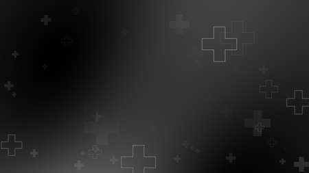 Medical health cross neon light shapes pattern on black background. Abstract healthcare with coronavirus infected deaths case concept.の写真素材