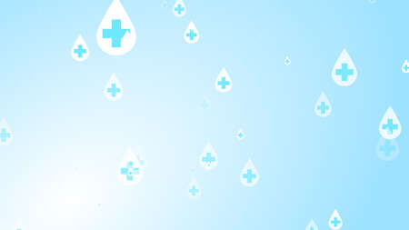 Medical health cross white on blue sanitizer drop pattern background. Abstract healthcare clean and Hygiene concept.の写真素材
