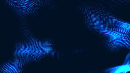 Dot white blue wave light screen gradient texture background. Abstract  technology big data digital background. 3d rendering.の写真素材