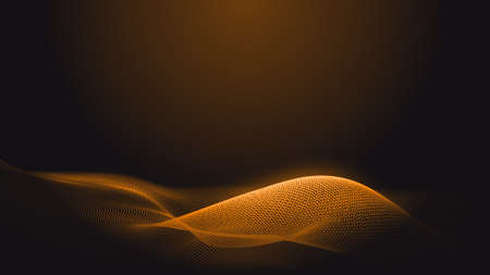 Dot orange wave light screen gradient texture background. Abstract  technology big data digital background. 3d rendering.の写真素材