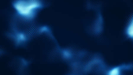 Dot white blue wave light screen gradient texture background. Abstract  technology big data digital background. 3d rendering.の写真素材