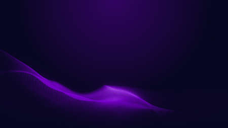Dot blue purple wave line light gradient dark background. Abstract  technology big data digital background. 3d rendering.の写真素材