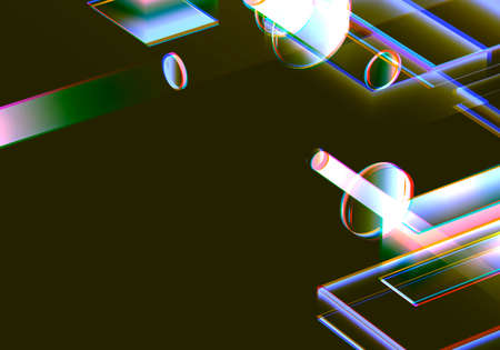 3D Visualization of data and glitch technology background. Abstract technology innovation future digital background. 3d rendering.の写真素材
