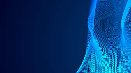 Dot blue wave light screen gradient texture background. Abstract technology big data digital background. 3d rendering.の写真素材