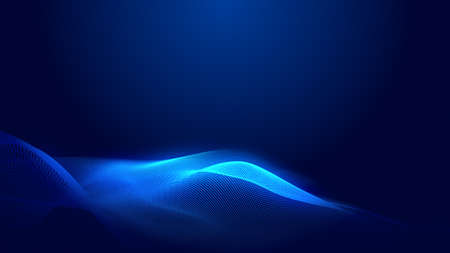 Dot blue wave light screen gradient texture background. Abstract  technology big data digital background. 3d rendering.の写真素材