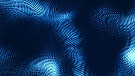 Dot blue wave light screen gradient texture background. Abstract  technology big data digital background. 3d rendering.の写真素材
