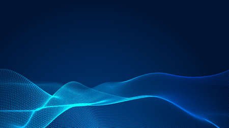 Dot blue wave light screen gradient texture background. Abstract  technology big data digital background. 3d rendering.の写真素材