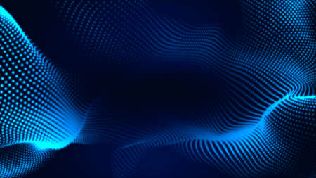 Dot white blue wave light screen gradient texture background. Abstract  technology big data digital background. 3d rendering.の写真素材