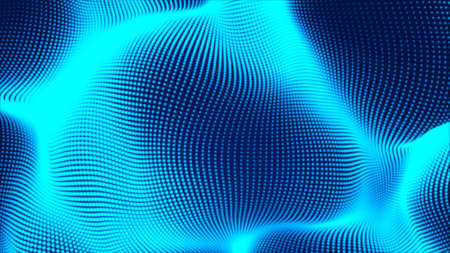 Dot blue wave light screen gradient texture background. Abstract  technology big data digital background. 3d rendering.の写真素材