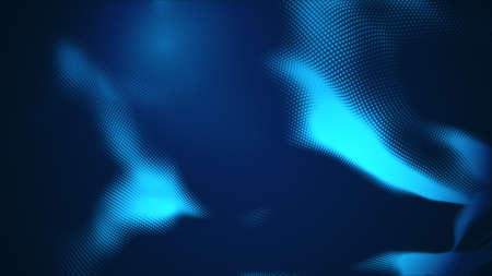 Dot blue wave light screen gradient texture background. Abstract  technology big data digital background. 3d rendering.の写真素材