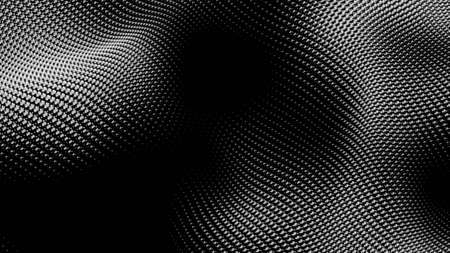 Dot white black wave technology texture background. Abstract big data digital concept. 3d rendering.の写真素材