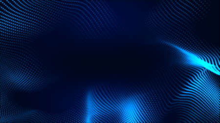 Dot white blue wave light screen gradient texture background. Abstract  technology big data digital background. 3d rendering.の写真素材