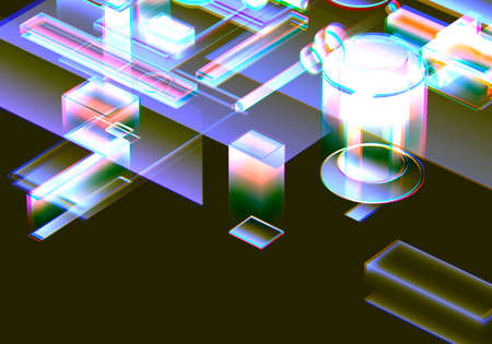 3D Visualization of data and glitch technology background. Abstract technology innovation future digital background. 3d rendering.の写真素材