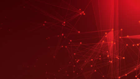 Abstract red polygon tech network with connect technology background. Abstract dots and lines texture background. 3d rendering.の写真素材