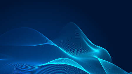 Dot blue wave light screen gradient texture background. Abstract  technology big data digital background. 3d rendering.の写真素材