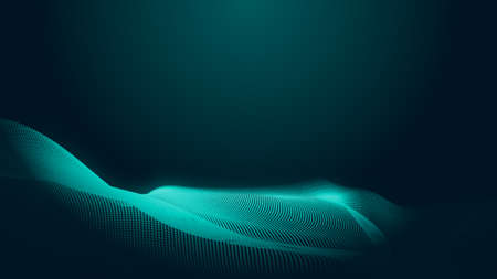 Dot green wave light screen gradient texture background. Abstract  technology big data digital background. 3d rendering.の写真素材