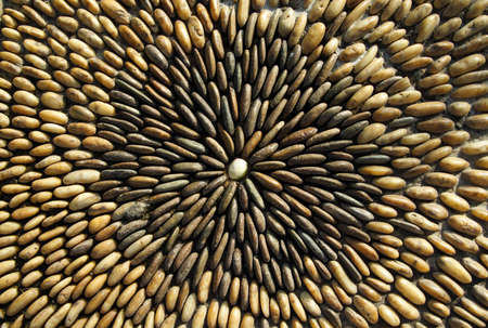 circle pattern of river rock floorの写真素材