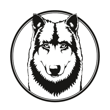 The image of the wolf in the circle.のイラスト素材
