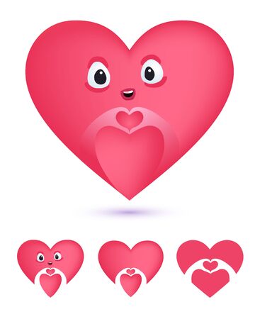 Cartoon character make hands in the form of heart. Illustrationのイラスト素材