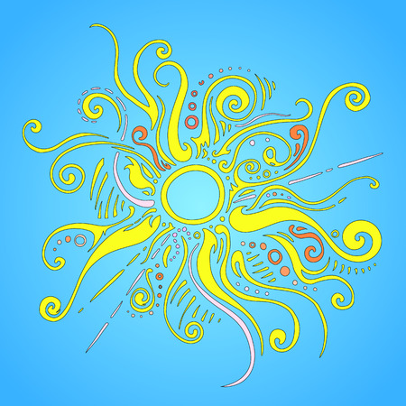 Sun in the sky ornament style. Stylized abstract  illustration EPS8のイラスト素材