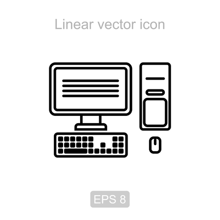 Computer. Linear vector icon.のイラスト素材