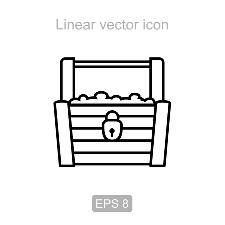 Icon of the treasure chest in a linear styleのイラスト素材