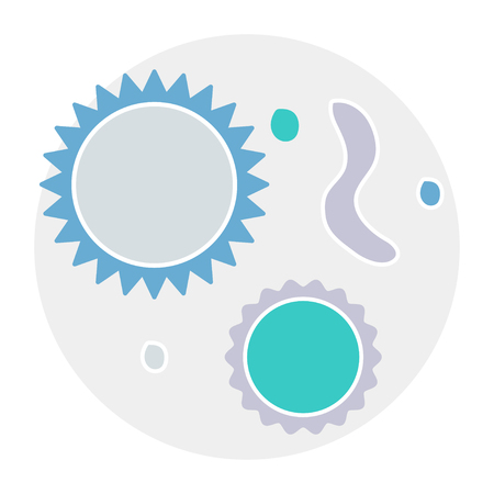 Cartoon Bacteria and viruses under microscopeのイラスト素材
