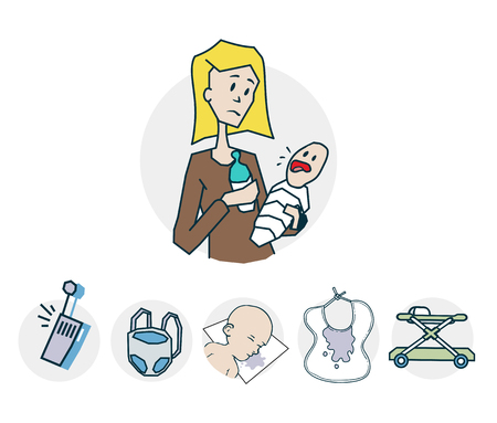 Baby Care icon. Icon on medical subjects. Illustration of a funny cartoon styleの写真素材