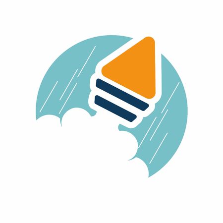 The image of the flight of a rocket into space. Icon designのイラスト素材