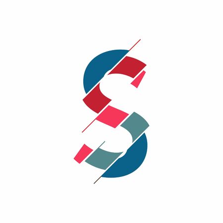 Abstract logo of the logo in the form of a letter S divided into several partsのイラスト素材