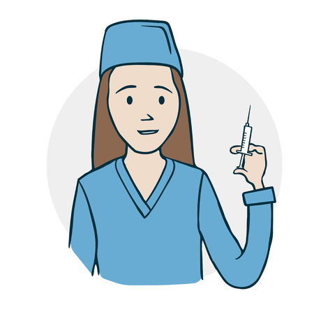 Nurse with a syringe in her handのイラスト素材