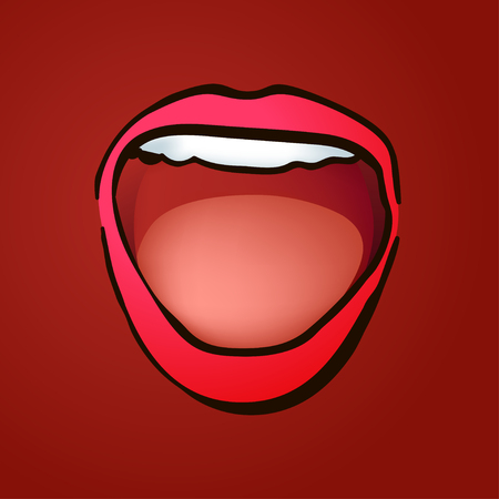 Wide open laughing female mouth illustratoinのイラスト素材