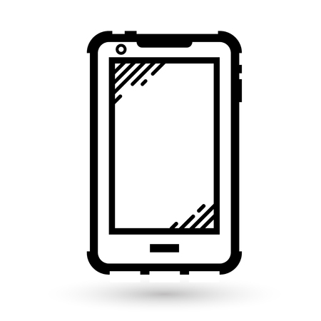 Mobile phone linear icon on white background, vector illustration.のイラスト素材