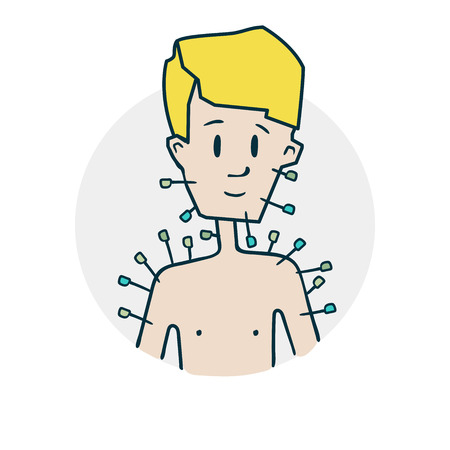 Acupuncture Treatment icon. Vector illustration of a funny cartoon styleのイラスト素材