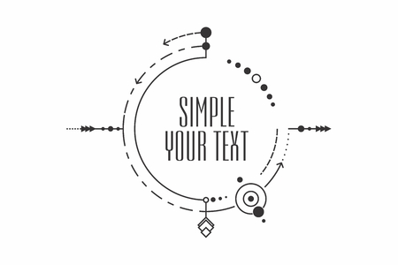 Minimalistic design. Vector lines. Frame for text graphics of modern art. design of business cards, invitations, gift cards, flyers, brochures, tattooのイラスト素材