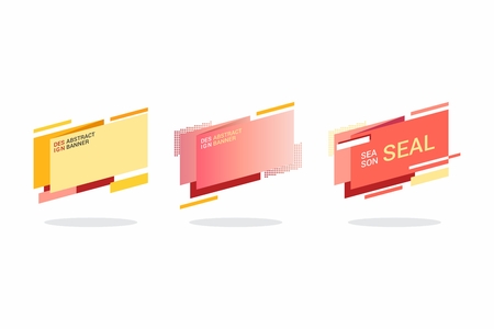 Geometric flat banners set. Modern abstract gradient shapes for logo, sale promotion, discount title frame.のイラスト素材