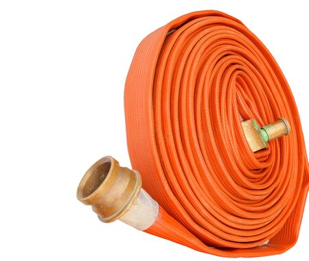 fire fighter hose isolated on the white backgroundの写真素材