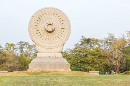 Wheel of dhamma of buddhism.の写真素材