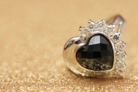 diamond ring and black gemstoneの写真素材