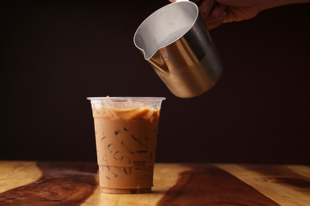 Ice cappuccino and milk foamの写真素材